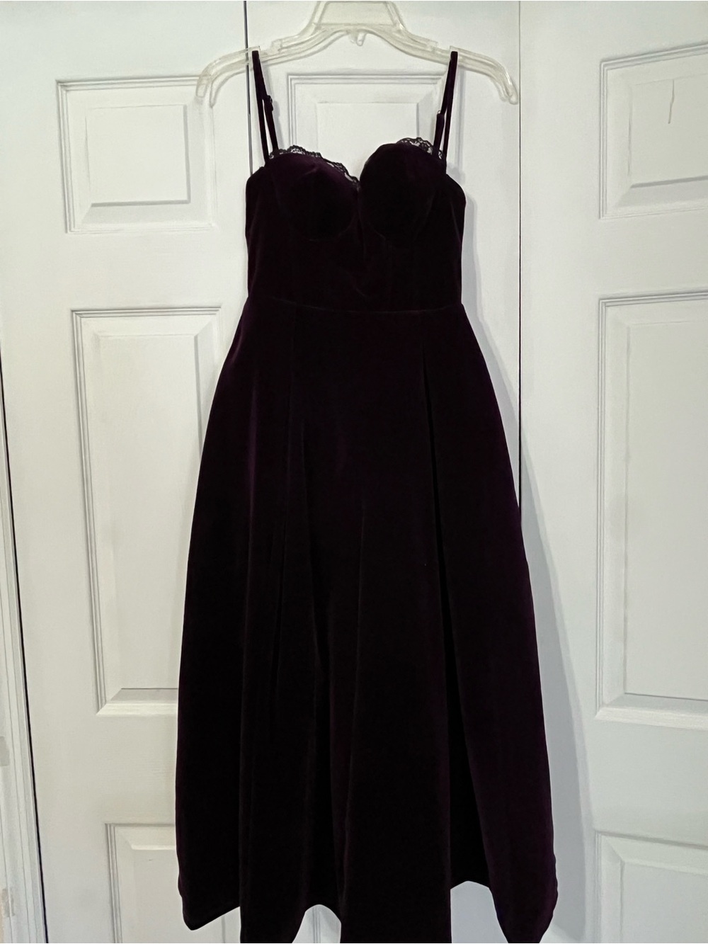 Fashion Nova Velvet Midi Dress in Deep Plum